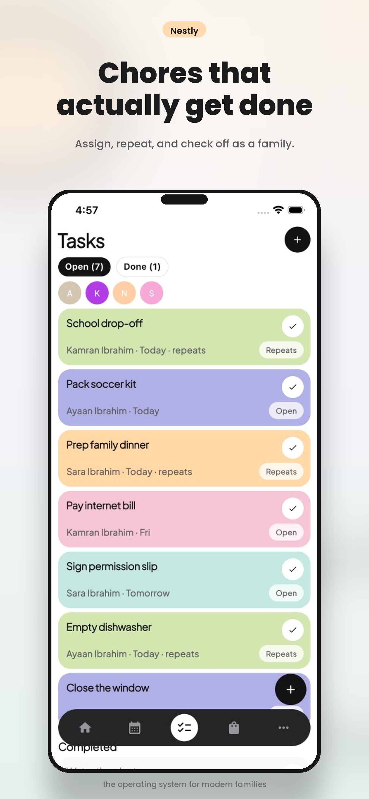 Nestly shared tasks and chores