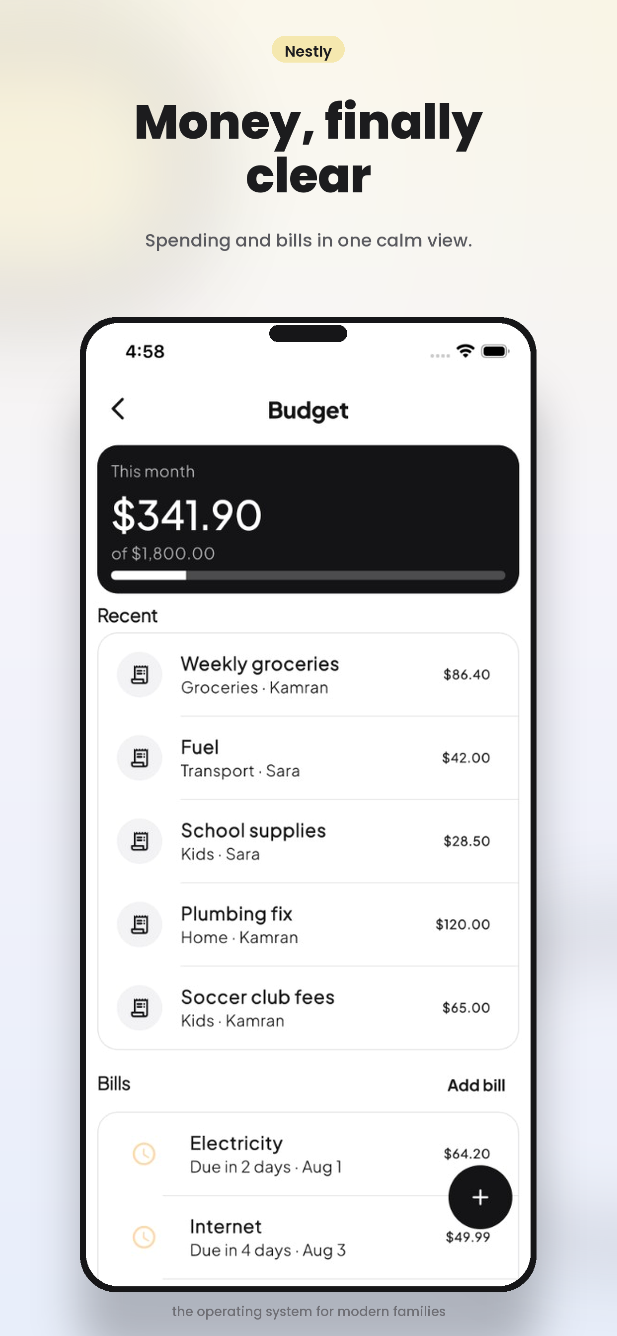 Nestly expenses and bills