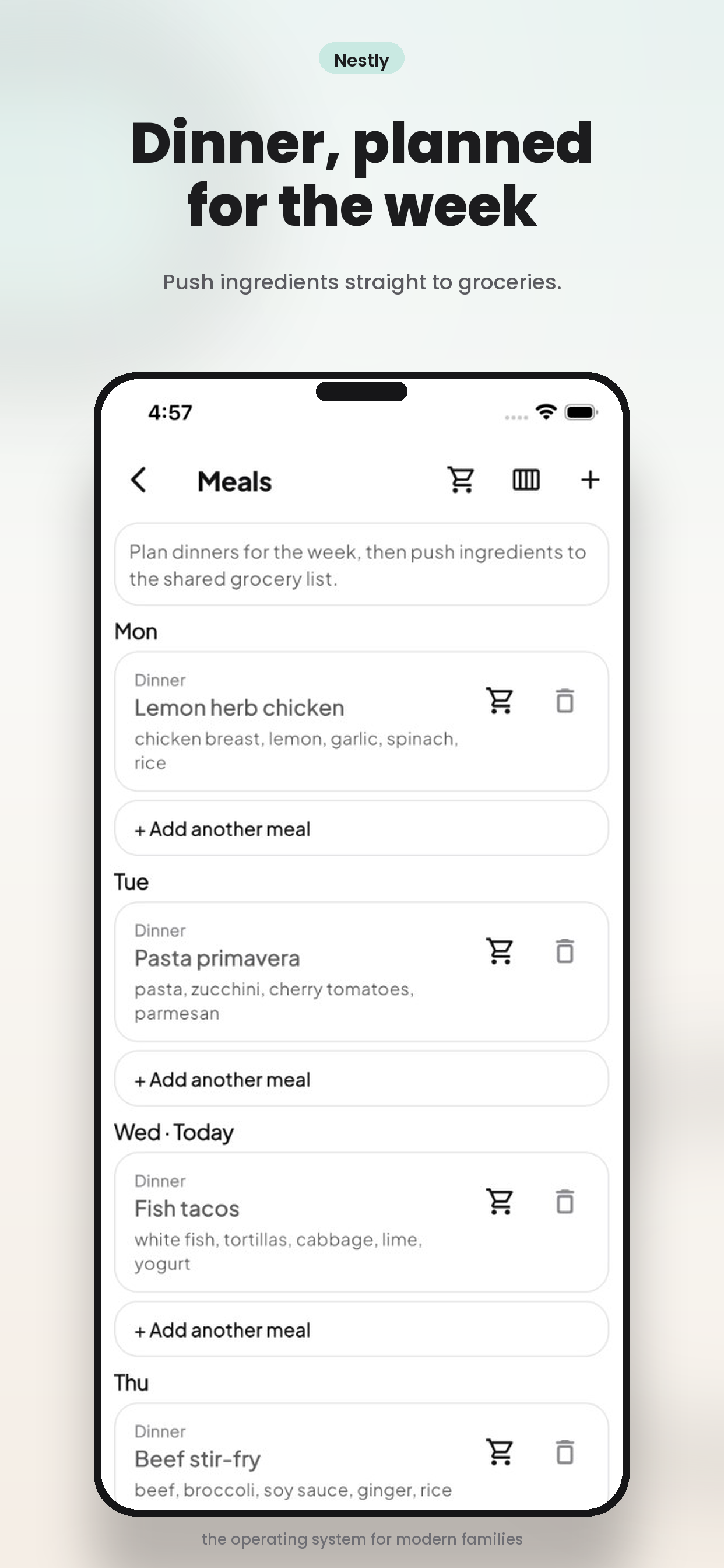 Nestly weekly meal plan